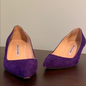 Manolo Blahnik purple suede kitten heels
